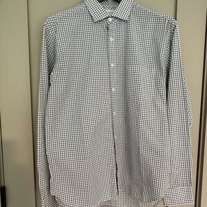 Billy Reid Black and White Grid Dress Shirt